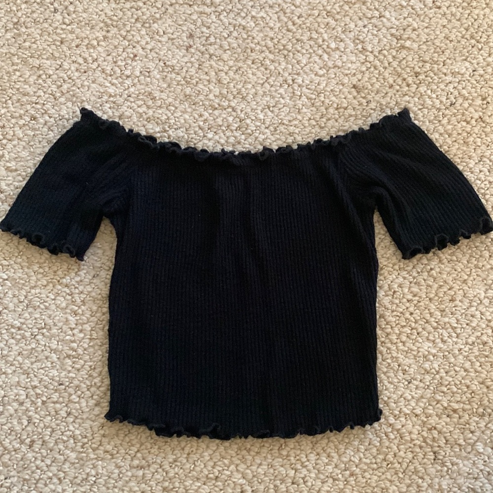 Off the shoulder cropped top with ruffles